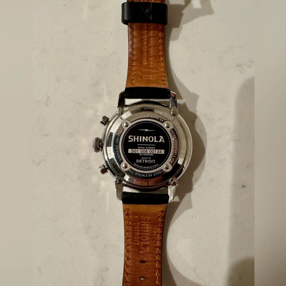 Shinola Bedrock Chronograph Watch with Black Leather Strap - Picture 5 of 14